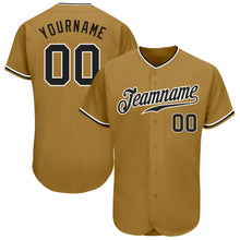 Load image into Gallery viewer, Custom Old Gold Black-White Authentic Baseball Jersey
