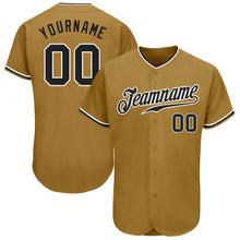 Laden Sie das Bild in den Galerie-Viewer, Custom Old Gold Black-White Authentic Baseball Jersey
