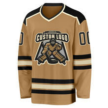 Laden Sie das Bild in den Galerie-Viewer, Custom Old Gold Black-Cream Hockey Jersey
