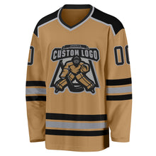 Load image into Gallery viewer, Custom Old Gold Black-Gray Hockey Jersey
