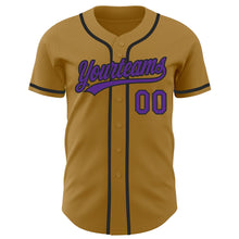 Laden Sie das Bild in den Galerie-Viewer, Custom Old Gold Purple-Black Authentic Baseball Jersey
