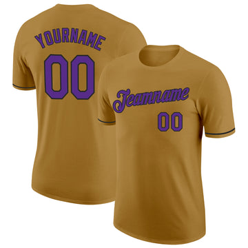 Custom Old Gold Purple-Black Performance T-Shirt