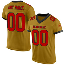 Load image into Gallery viewer, Custom Old Gold Red-Black Mesh Authentic Football Jersey
