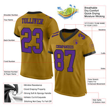 Load image into Gallery viewer, Custom Old Gold Purple-Black Mesh Authentic Football Jersey
