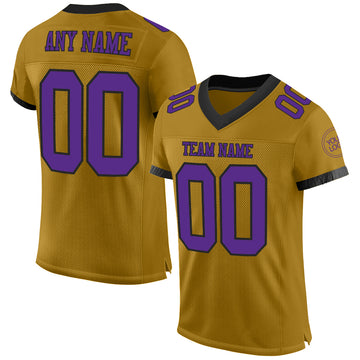 Custom Old Gold Purple-Black Mesh Authentic Football Jersey