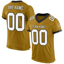 Load image into Gallery viewer, Custom Old Gold White-Black Mesh Authentic Football Jersey
