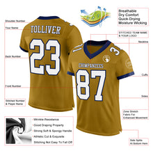 Load image into Gallery viewer, Custom Old Gold White-Navy Mesh Authentic Football Jersey
