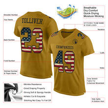 Load image into Gallery viewer, Custom Old Gold Vintage USA Flag-Black Mesh Authentic Football Jersey
