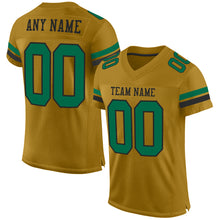 Load image into Gallery viewer, Custom Old Gold Kelly Green-Black Mesh Authentic Football Jersey

