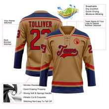 Load image into Gallery viewer, Custom Old Gold Red-Navy Hockey Lace Neck Jersey
