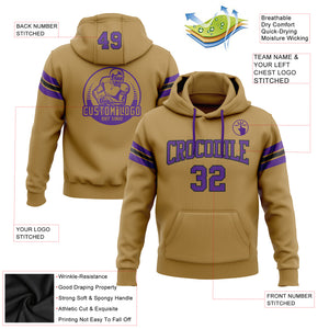 Custom Stitched Old Gold Purple-Black Football Pullover Sweatshirt Hoodie