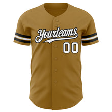 Laden Sie das Bild in den Galerie-Viewer, Custom Old Gold White-Black Authentic Baseball Jersey

