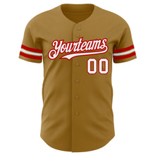 Laden Sie das Bild in den Galerie-Viewer, Custom Old Gold White-Red Authentic Baseball Jersey
