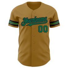 Laden Sie das Bild in den Galerie-Viewer, Custom Old Gold Kelly Green-Black Authentic Baseball Jersey
