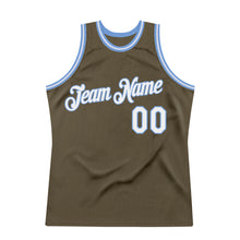 Load image into Gallery viewer, Custom Olive White-Light Blue Authentic Throwback Salute To Service Basketball Jersey
