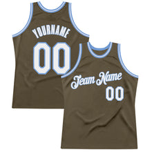 Load image into Gallery viewer, Custom Olive White-Light Blue Authentic Throwback Salute To Service Basketball Jersey
