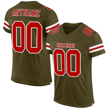 Custom Olive Red-White Mesh Authentic Salute To Service Football Jersey