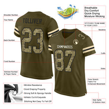 Load image into Gallery viewer, Custom Olive Camo-Black Mesh Authentic Salute To Service Football Jersey

