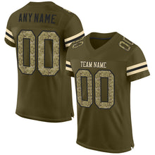 Load image into Gallery viewer, Custom Olive Camo-Black Mesh Authentic Salute To Service Football Jersey
