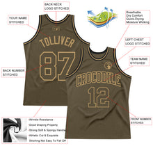 Load image into Gallery viewer, Custom Olive Olive-Old Gold Authentic Throwback Salute To Service  Basketball Jersey
