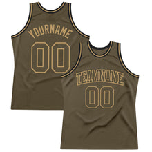 Load image into Gallery viewer, Custom Olive Olive-Old Gold Authentic Throwback Salute To Service  Basketball Jersey
