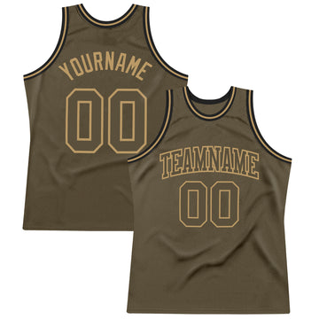 Custom Olive Olive-Old Gold Authentic Throwback Salute To Service  Basketball Jersey