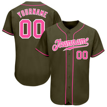 Laden Sie das Bild in den Galerie-Viewer, Custom Olive Pink-White Authentic Salute To Service Baseball Jersey
