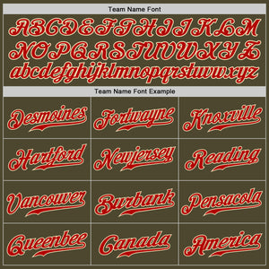 Custom Olive Red-Cream Authentic Salute To Service Baseball Jersey
