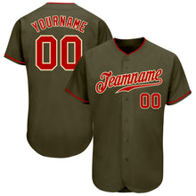 Load image into Gallery viewer, Custom Olive Red-Cream Authentic Salute To Service Baseball Jersey
