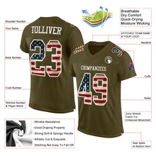 Load image into Gallery viewer, Custom Olive Vintage USA Flag-White Mesh Authentic Salute To Service Football Jersey
