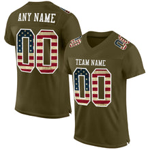 Load image into Gallery viewer, Custom Olive Vintage USA Flag-White Mesh Authentic Salute To Service Football Jersey
