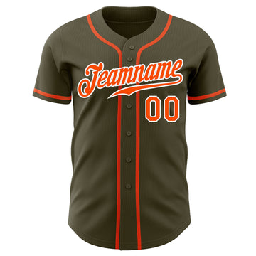 Custom Olive Orange-White Authentic Salute To Service Baseball Jersey