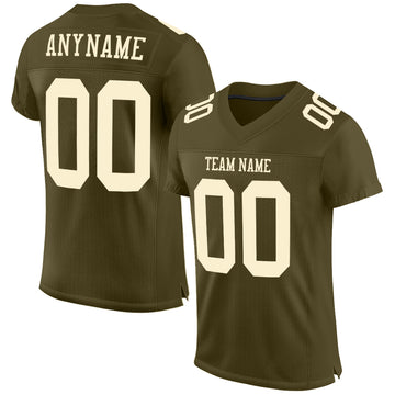 Custom Olive Cream Mesh Authentic Salute To Service Football Jersey