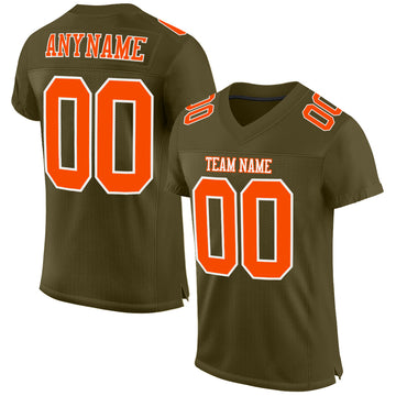 Custom Olive Orange-White Mesh Authentic Salute To Service Football Jersey