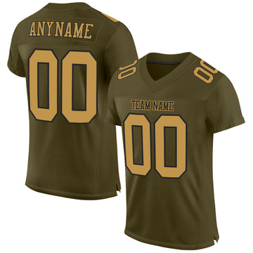 Custom Olive Old Gold-Black Mesh Authentic Salute To Service Football Jersey
