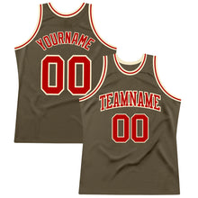 Load image into Gallery viewer, Custom Olive Red-Cream Authentic Throwback Salute To Service Basketball Jersey
