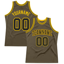 Load image into Gallery viewer, Custom Olive Black-Gold Authentic Throwback Salute To Service Basketball Jersey
