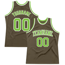 Load image into Gallery viewer, Custom Olive Neon Green-White Authentic Throwback Salute To Service Basketball Jersey
