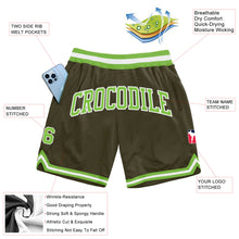 Load image into Gallery viewer, Custom Olive Neon Green-White Authentic Throwback Salute To Service Basketball Shorts
