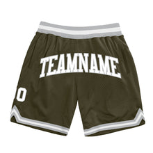 Load image into Gallery viewer, Custom Olive White-Gray Authentic Throwback Salute To Service Basketball Shorts
