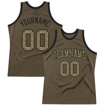 Load image into Gallery viewer, Custom Olive Camo-Black Authentic Throwback Salute To Service Basketball Jersey
