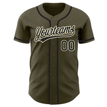 Load image into Gallery viewer, Custom Olive Black-Cream Authentic Salute To Service Baseball Jersey
