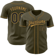 Laden Sie das Bild in den Galerie-Viewer, Custom Olive Black-Old Gold Authentic Salute To Service Baseball Jersey
