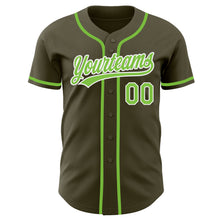 Laden Sie das Bild in den Galerie-Viewer, Custom Olive Neon Green-White Authentic Salute To Service Baseball Jersey
