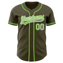 Load image into Gallery viewer, Custom Olive Neon Green-White Authentic Salute To Service Baseball Jersey
