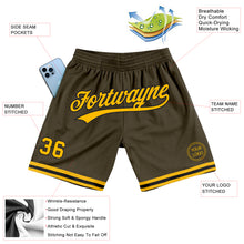 Load image into Gallery viewer, Custom Olive Gold-Black Authentic Throwback Salute To Service Basketball Shorts
