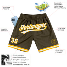 Load image into Gallery viewer, Custom Olive White-Gold Authentic Throwback Salute To Service Basketball Shorts

