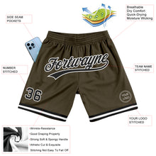 Load image into Gallery viewer, Custom Olive Black-White Authentic Throwback Salute To Service Basketball Shorts
