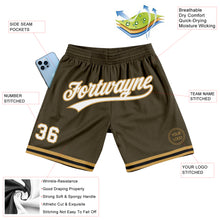 Load image into Gallery viewer, Custom Olive White Old Gold-Black Authentic Throwback Salute To Service Basketball Shorts
