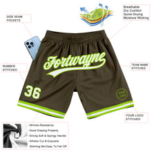 Load image into Gallery viewer, Custom Olive White-Neon Green Authentic Throwback Salute To Service Basketball Shorts
